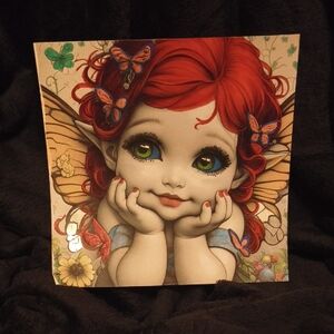 Hand Crafted Red-Haired Fairy with Green Eyes Art Print